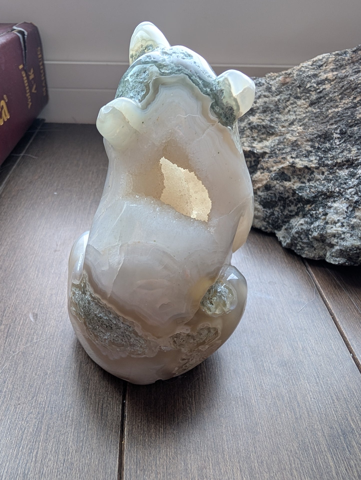 Druzy Moss Agate Bear