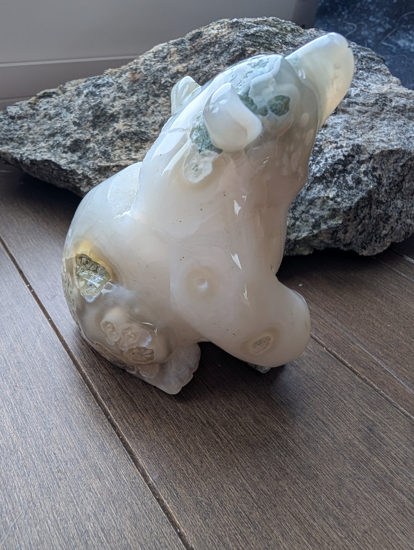 Druzy Moss Agate Bear