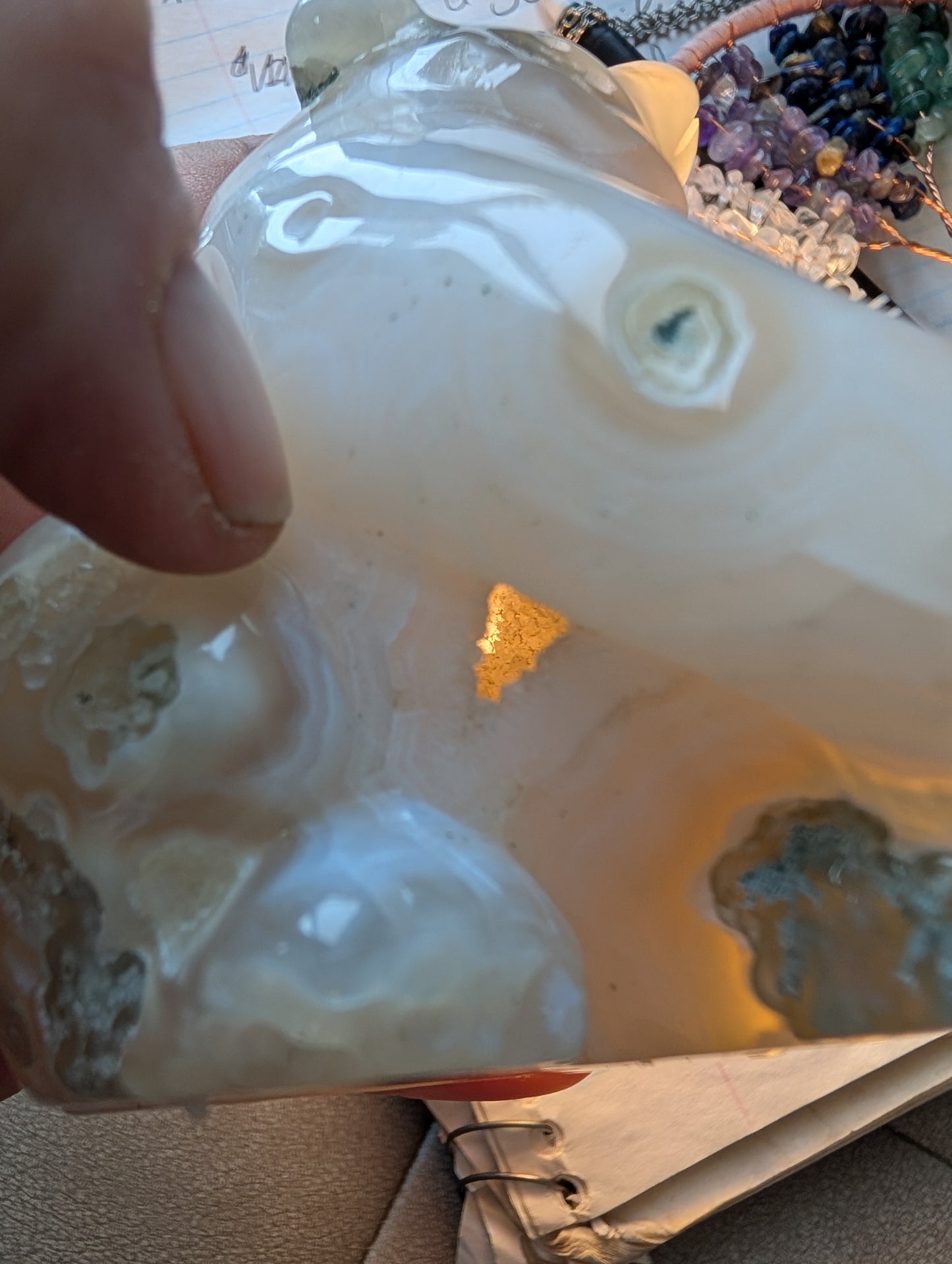 Druzy Moss Agate Bear