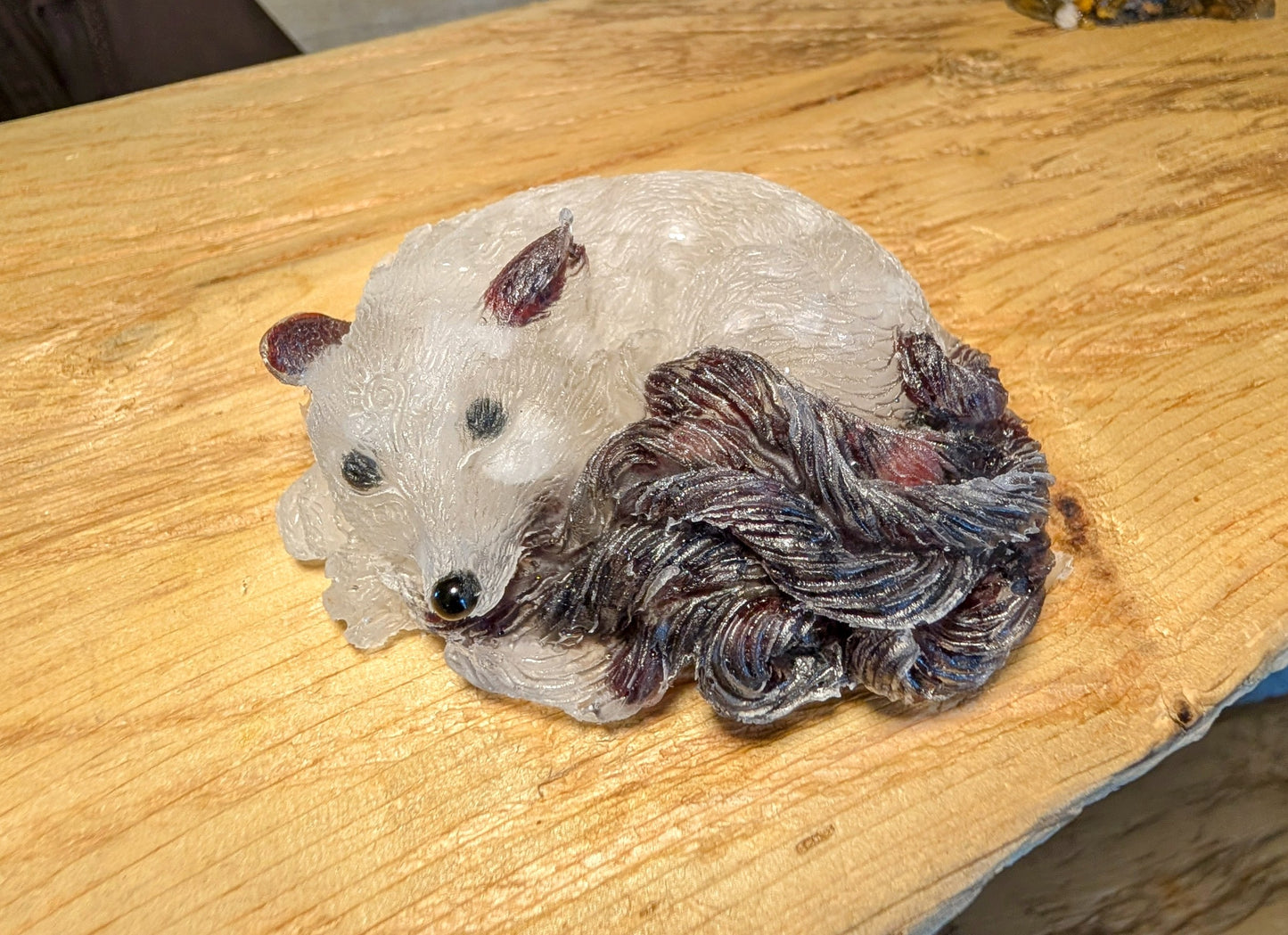 Hand Crafted Crystal Chip Kitsune, 9 Tail Fox, Made with Garnet