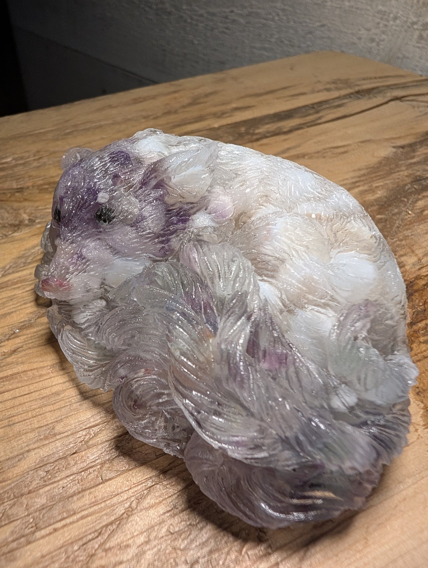 Hand Crafted Crystal Chip and Resin 9 Tail Fox