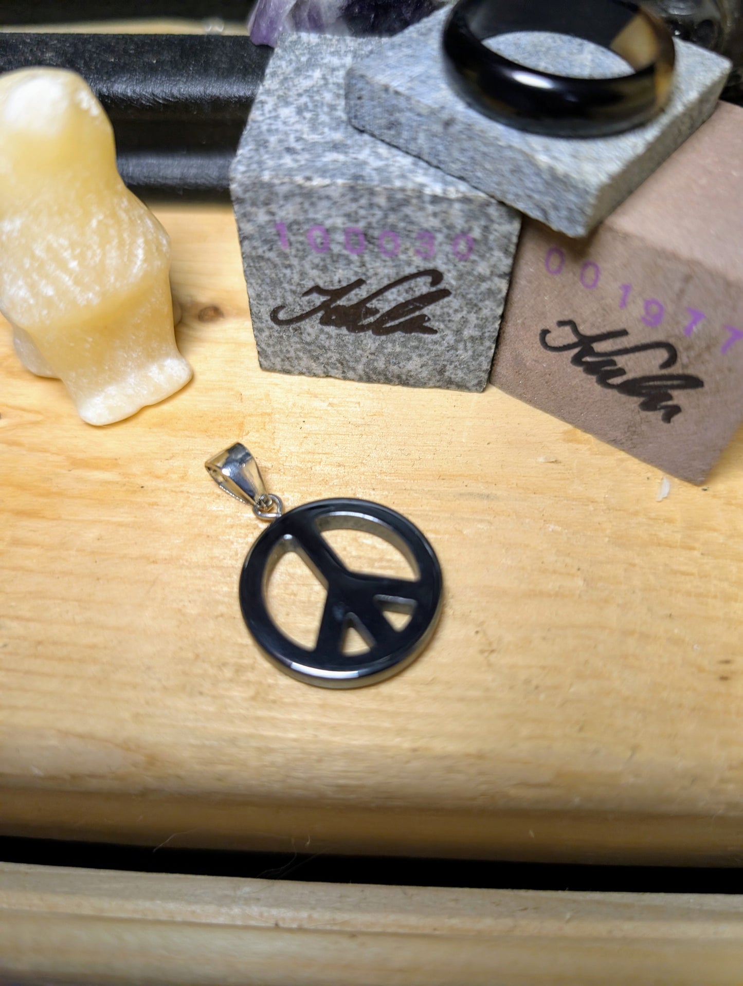 Hematite Peace Pendant