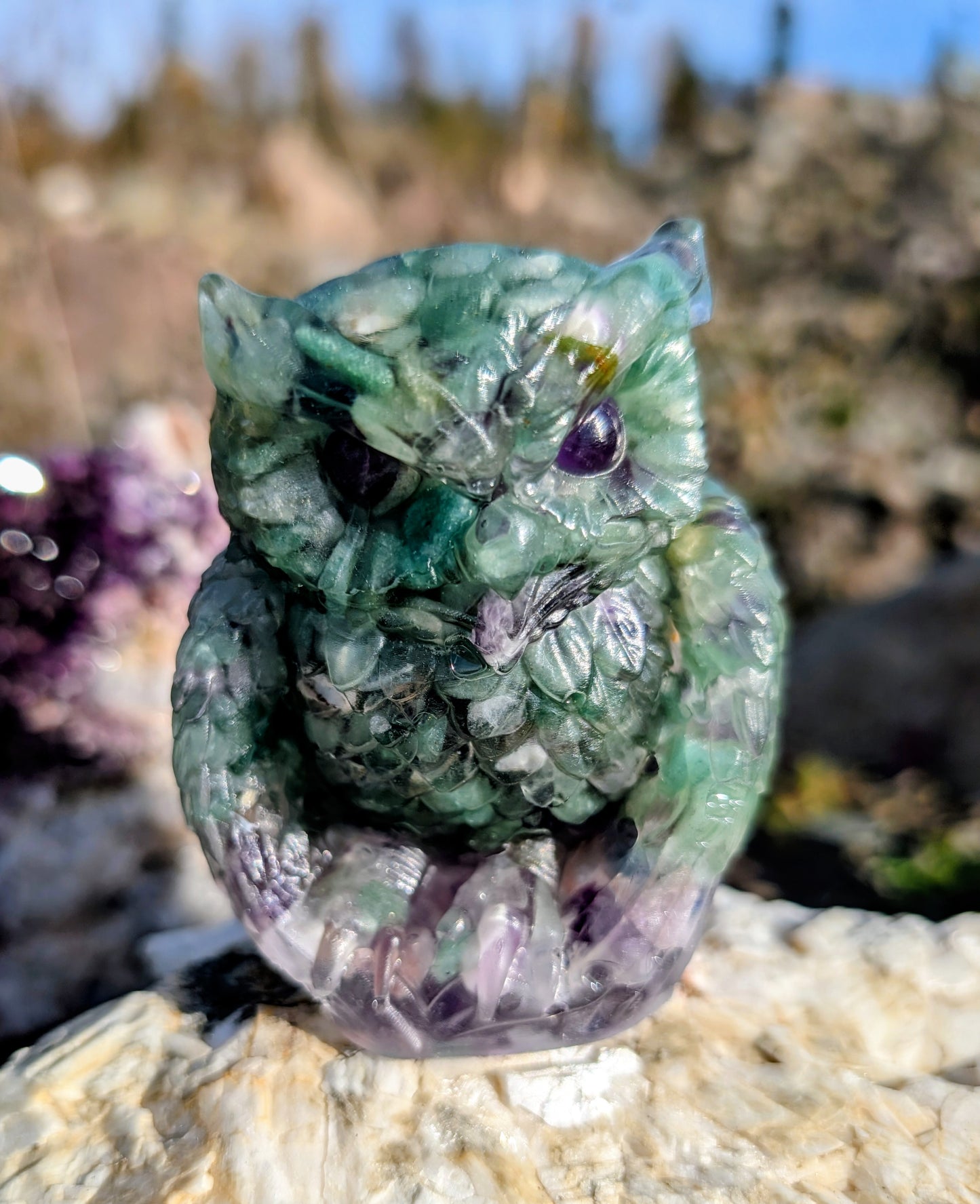 Hand Crafted Crystal Chip Owl