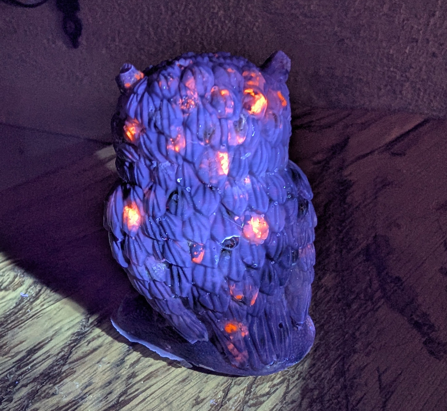 Hand Crafted Crystal Chip Owl, Yooperlite, Flame Stone