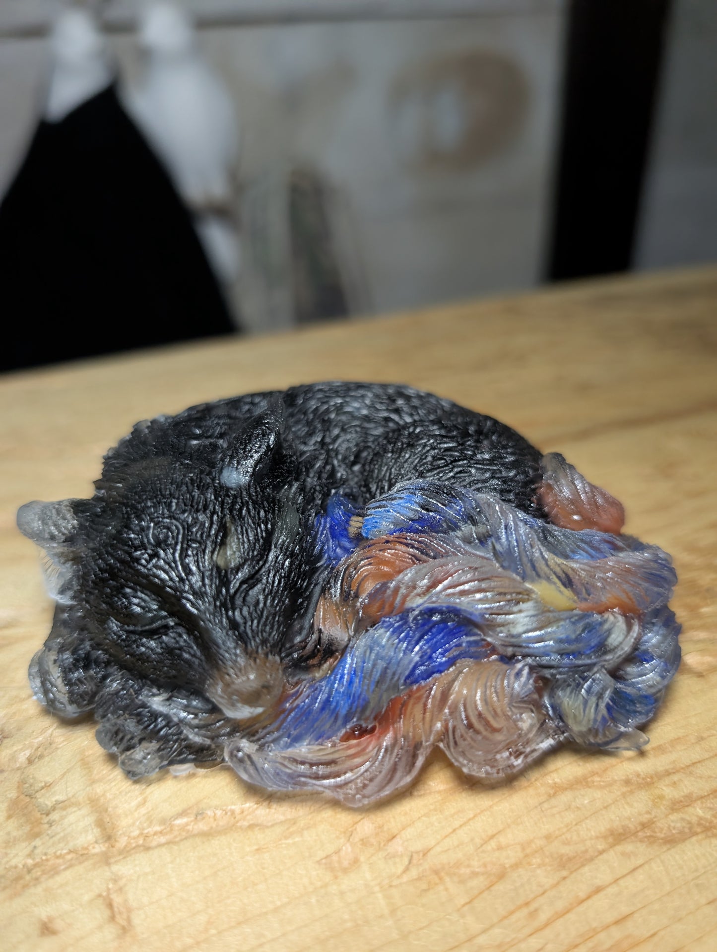 Hand Crafted Crystal Chip Kitsune, 9 Tail Fox