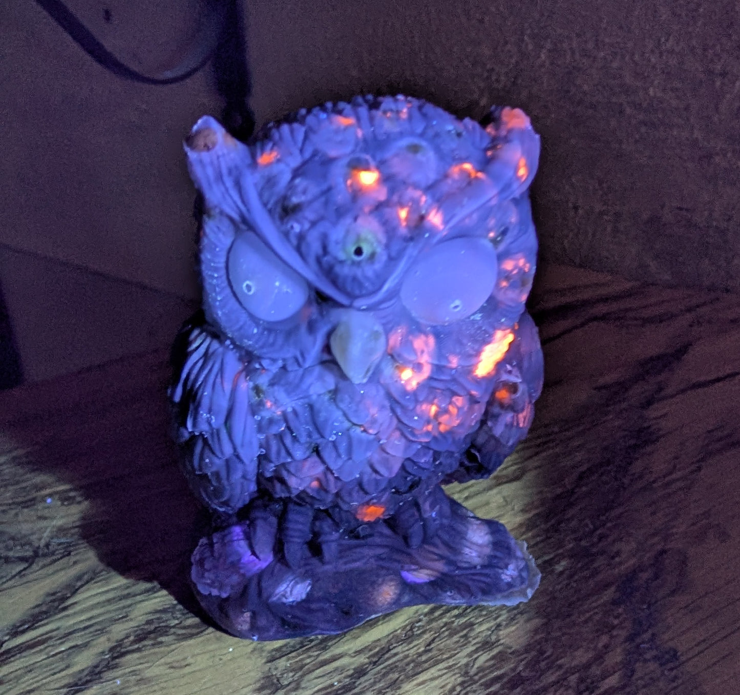 Hand Crafted Crystal Chip Owl, Yooperlite, Flame Stone