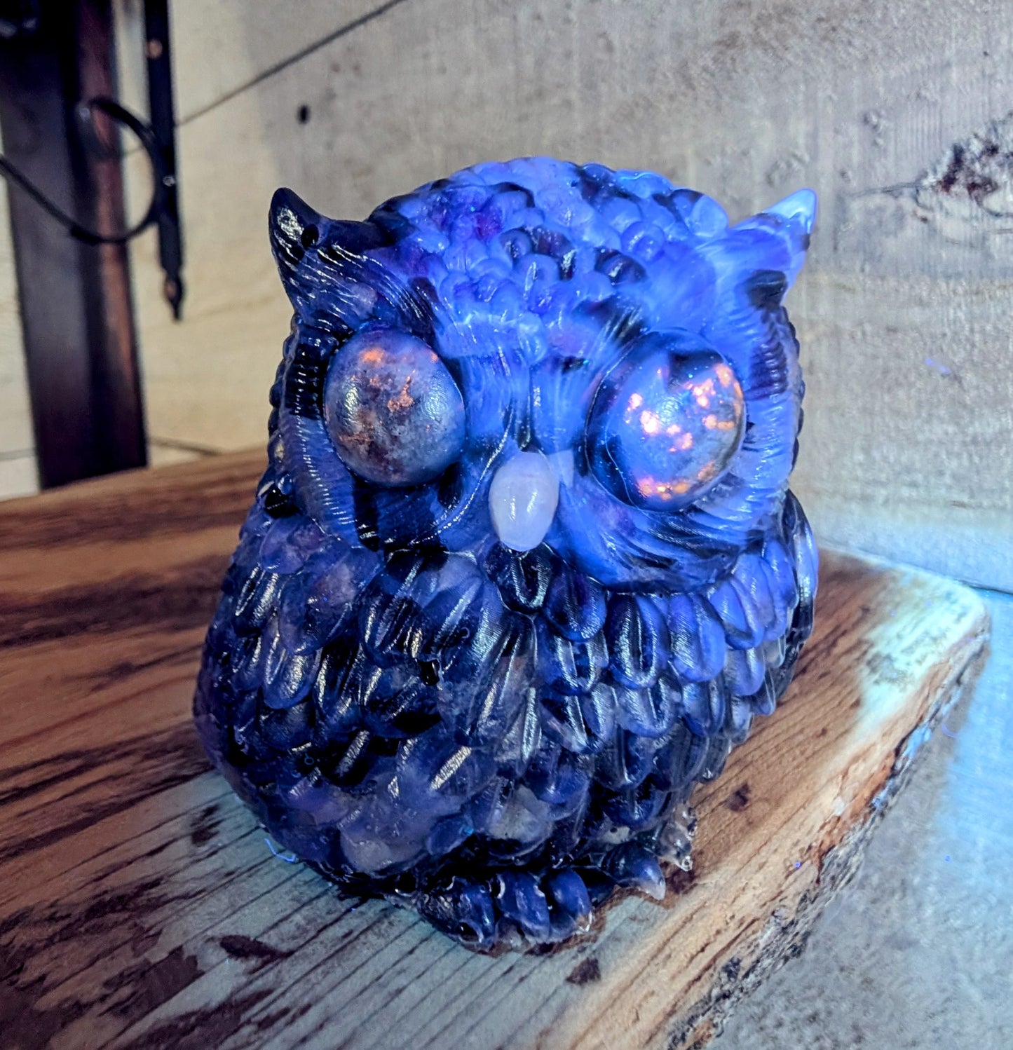 Hand Crafted Crystal Chip Owl with Yooperlite 🔥 Eyes