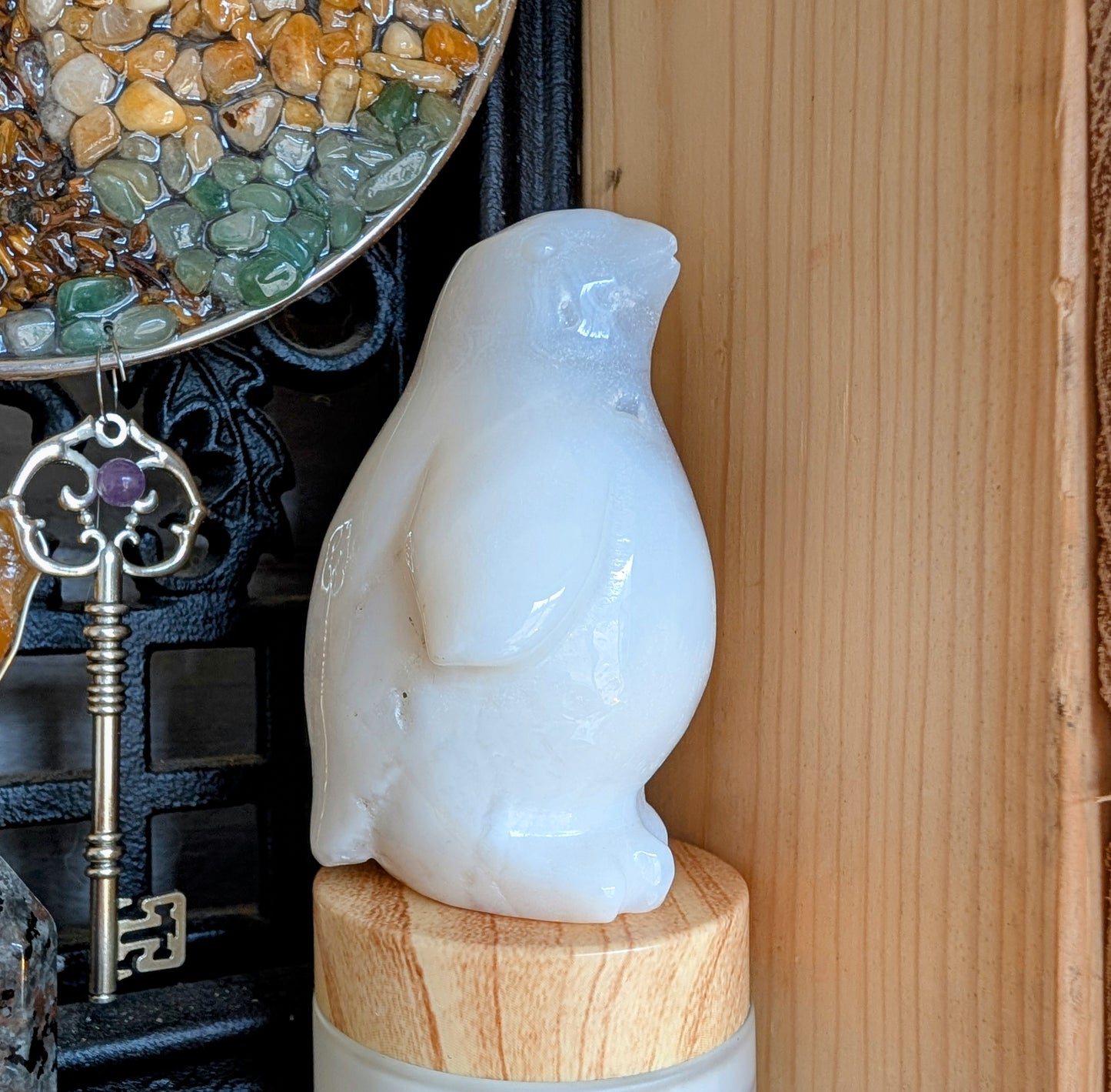 Agate Penguin with a little Druzy