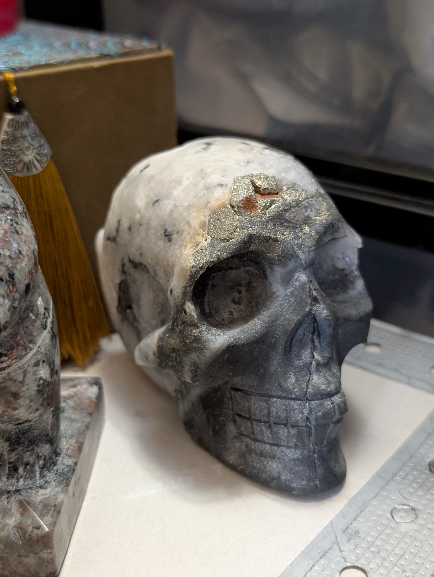 Pyrite Drusy Skull