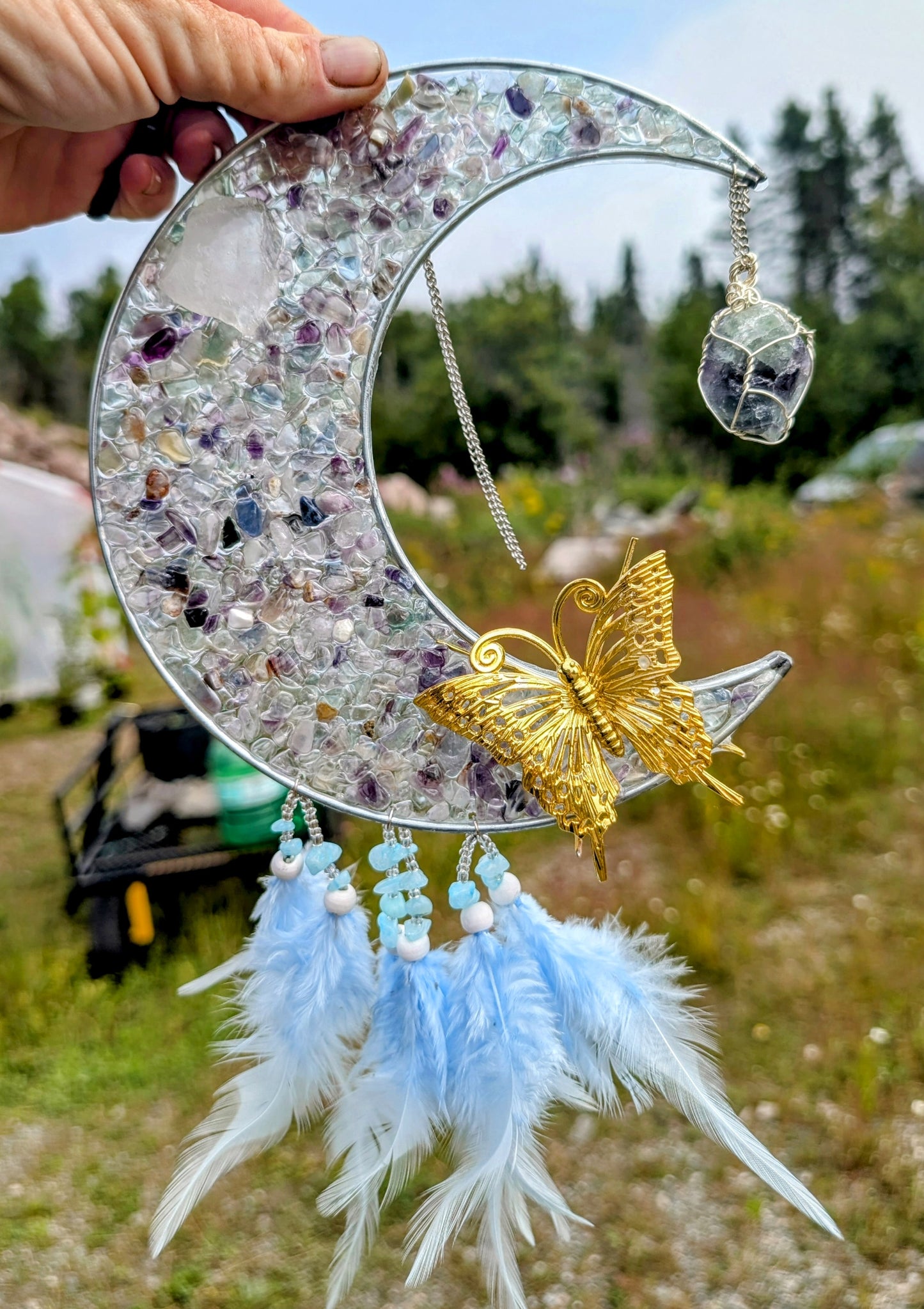 Hand Crafted Fluorite Moon