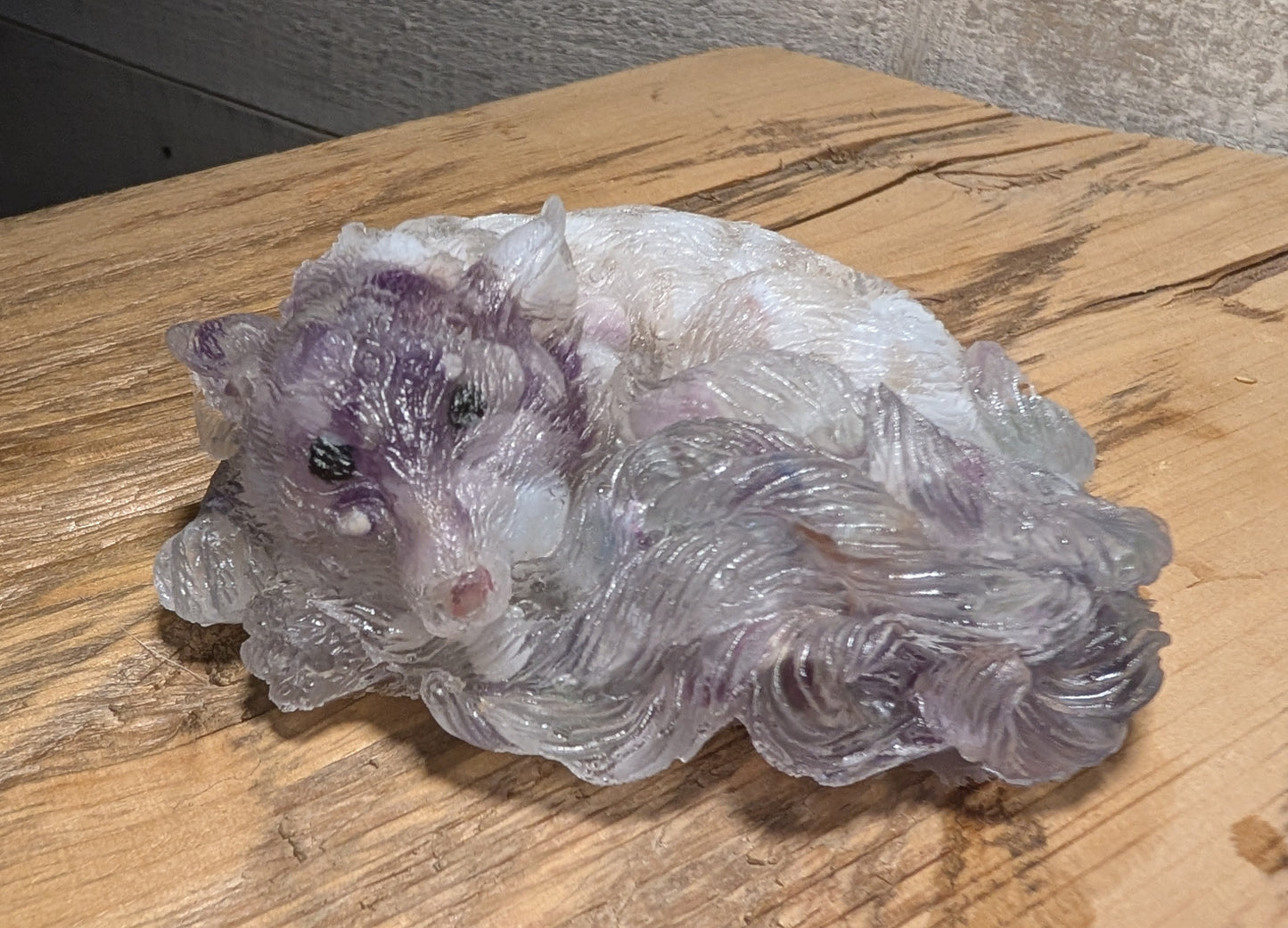 Hand Crafted Crystal Chip and Resin 9 Tail Fox