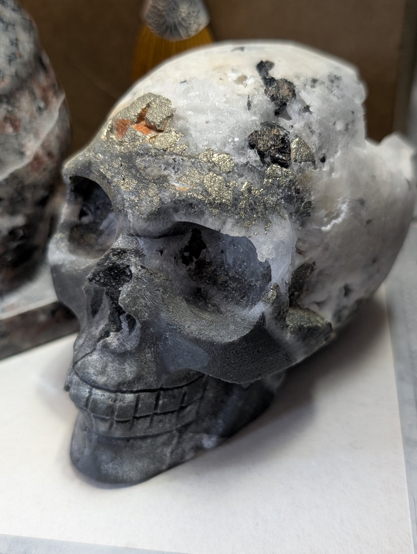 Pyrite Drusy Skull