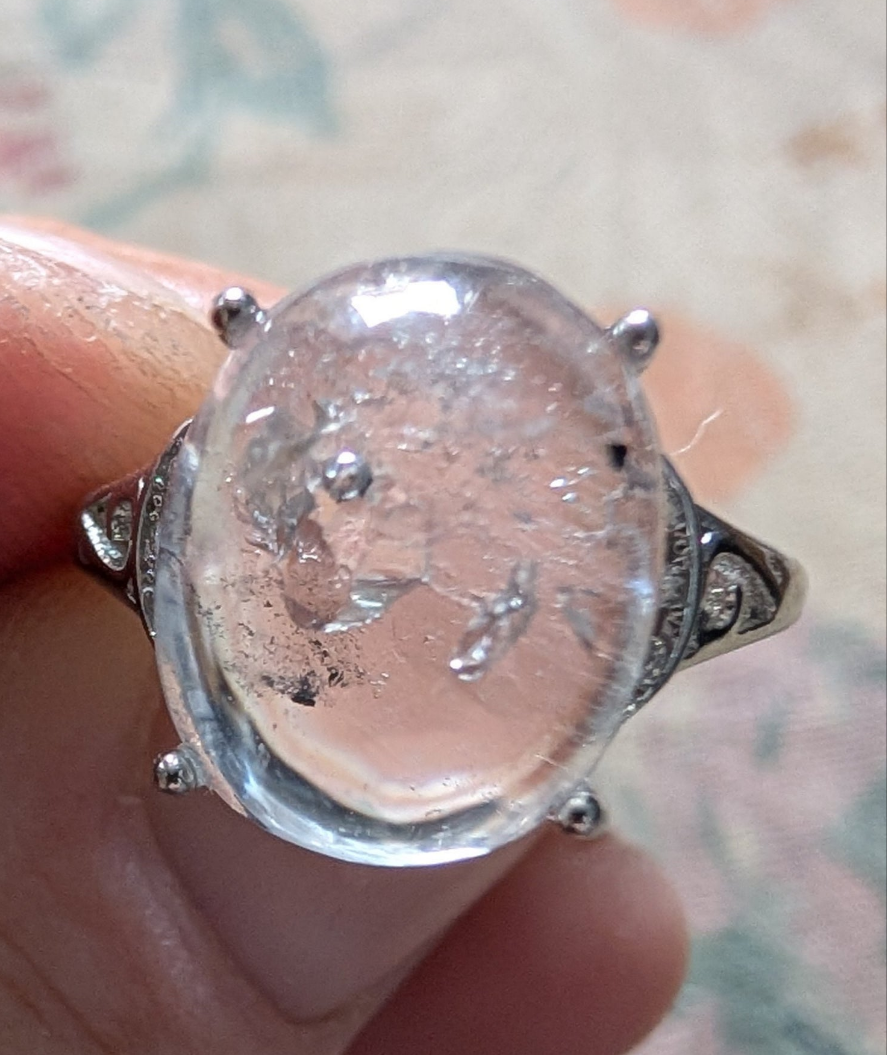 Enhydro Clear Quartz Crystal Ring Sterling Silver