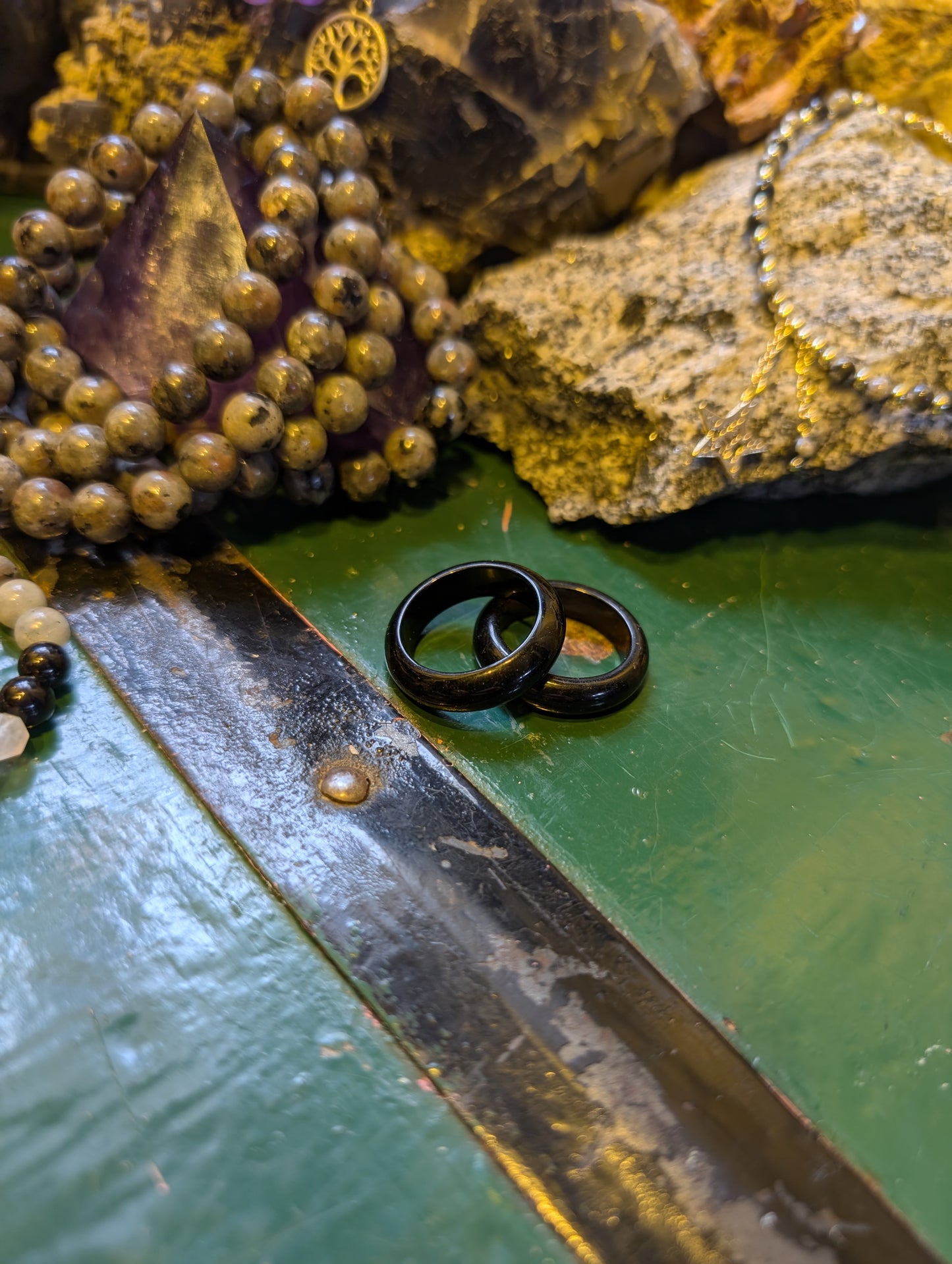 Crystal Obsidian Ring