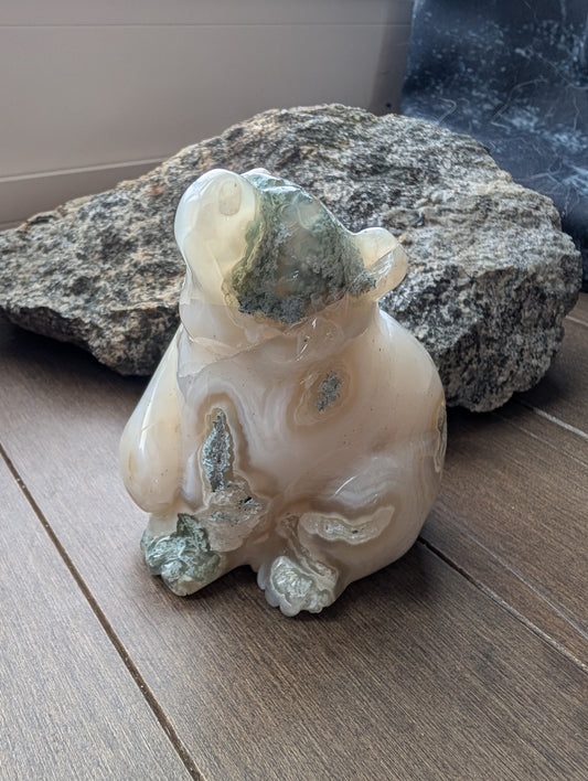 Druzy Moss Agate Bear