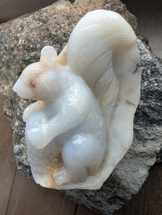 Blue Calcite Squirrel Carving