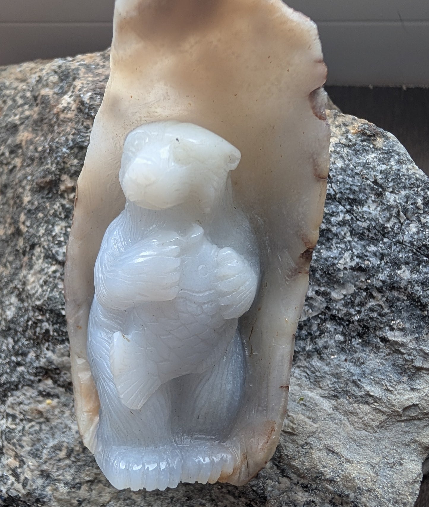 Blue Calcite Bear Carving