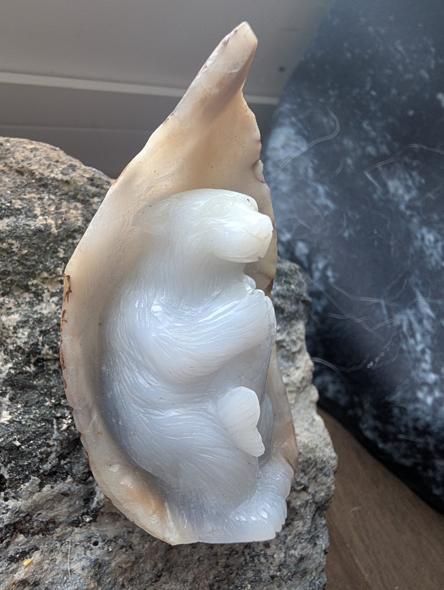 Blue Calcite Bear Carving