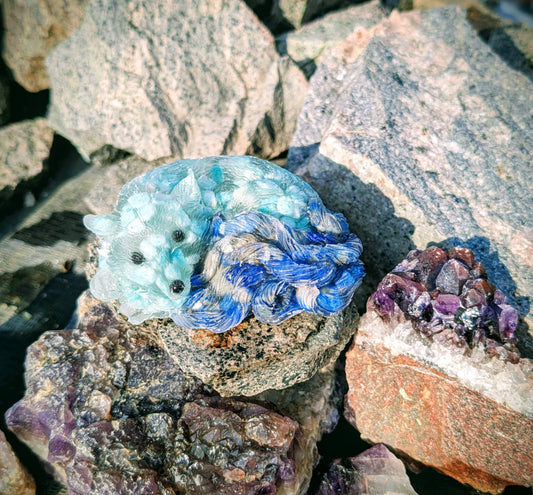 Hand Crafted Crystal Chip Kitsune, 9 Tail Fox