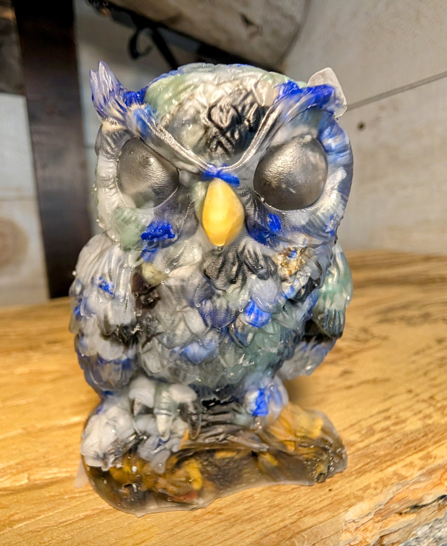 Hand Crafted Crystal Chip Owl with Labradorite Eyes