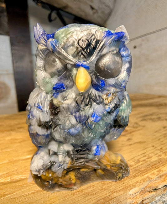 Hand Crafted Crystal Chip Owl with Labradorite Eyes