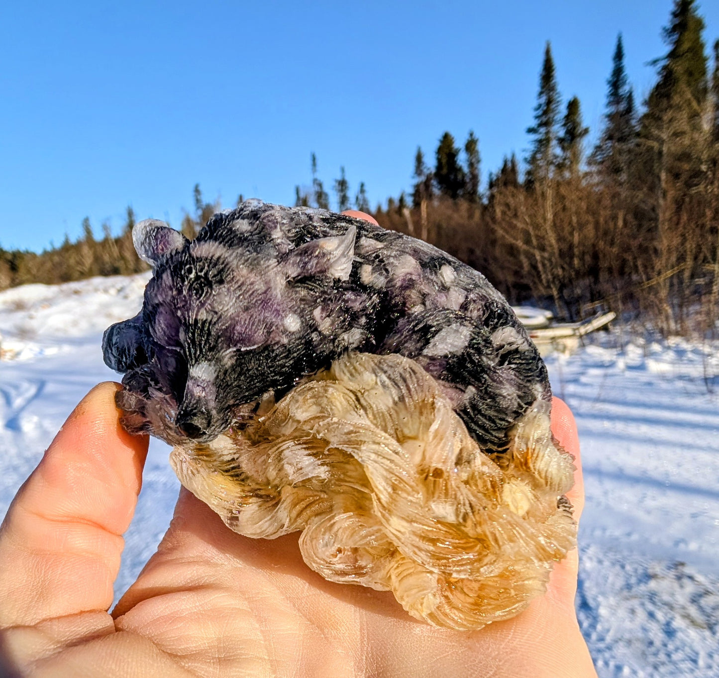 Hand Crafted Crystal Chip Kitsune, 9 Tail Fox