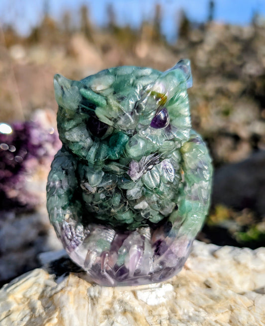Hand Crafted Crystal Chip Owl