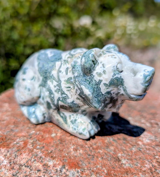 Moss Agate Bear Druzy