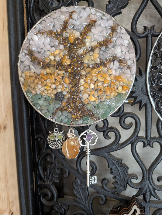 Hand Crafted Tree of Life Crystal Wall Art (chimes in wind)
