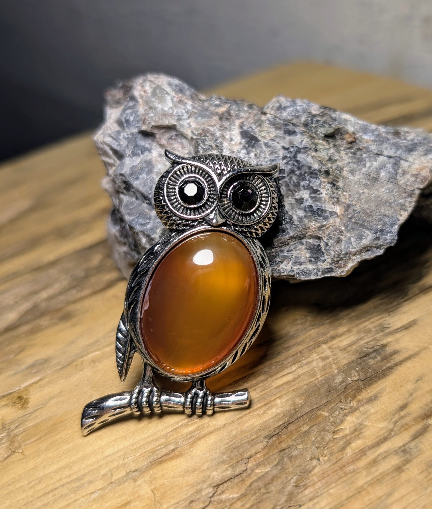 Carnelian Owl Pin or Pendant
