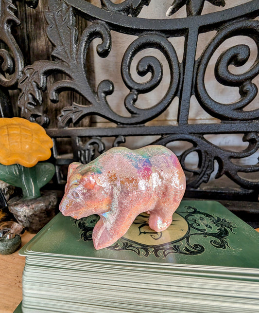 Pink Opal Bear Aura Coated