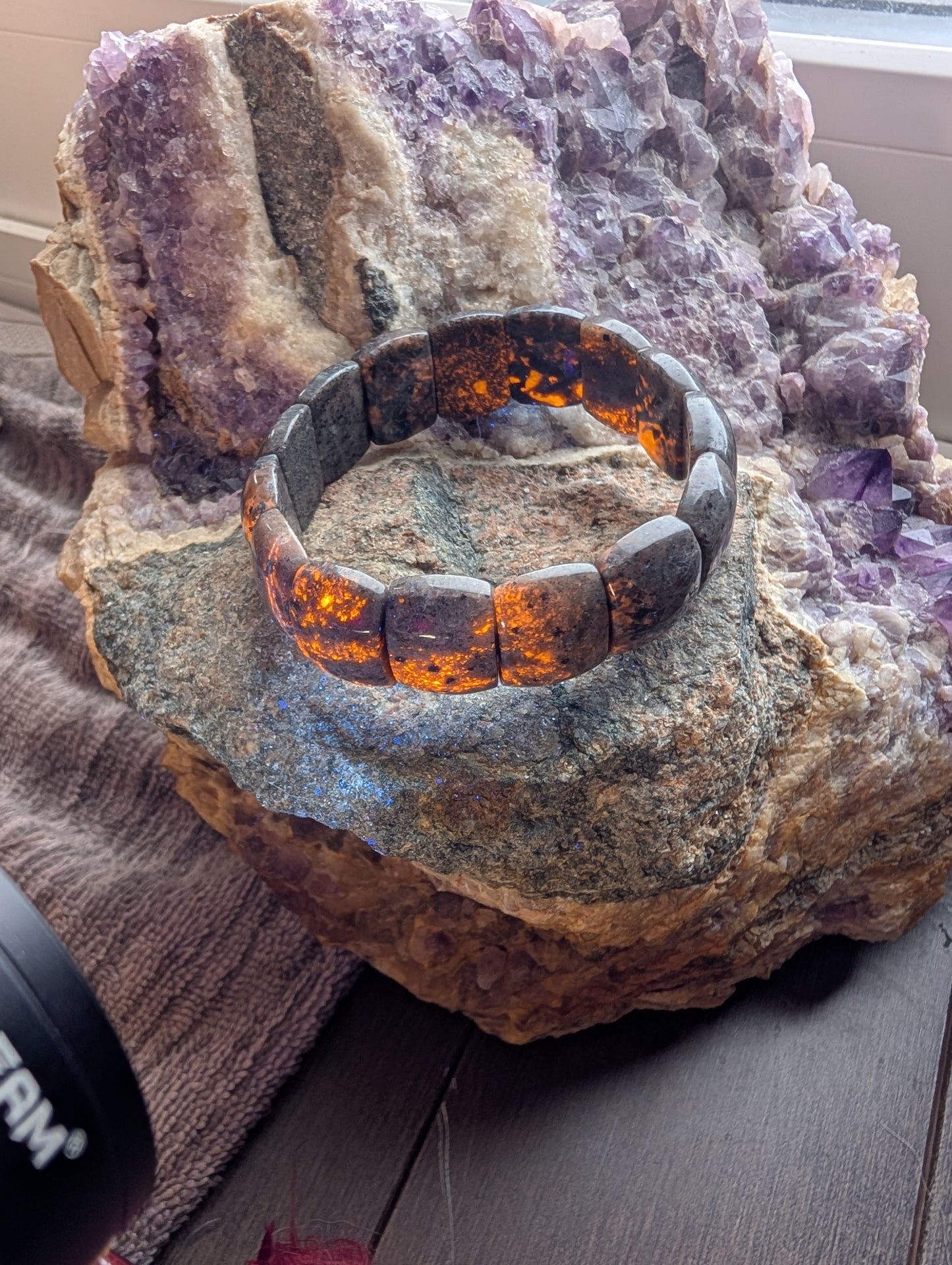 Yooperlite, Flame Stone Bangle Bracelet