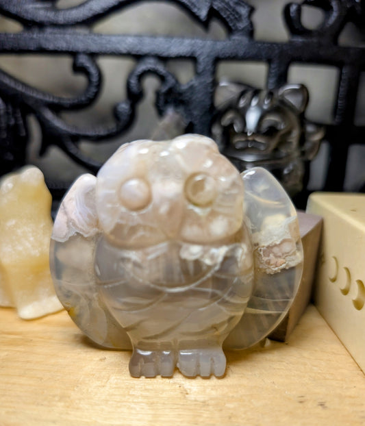 Flower Agate Owl