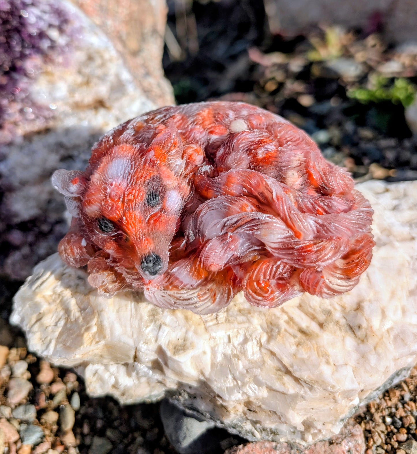 Hand Crafted Crystal Chip Kitsune, 9 Tail Fox