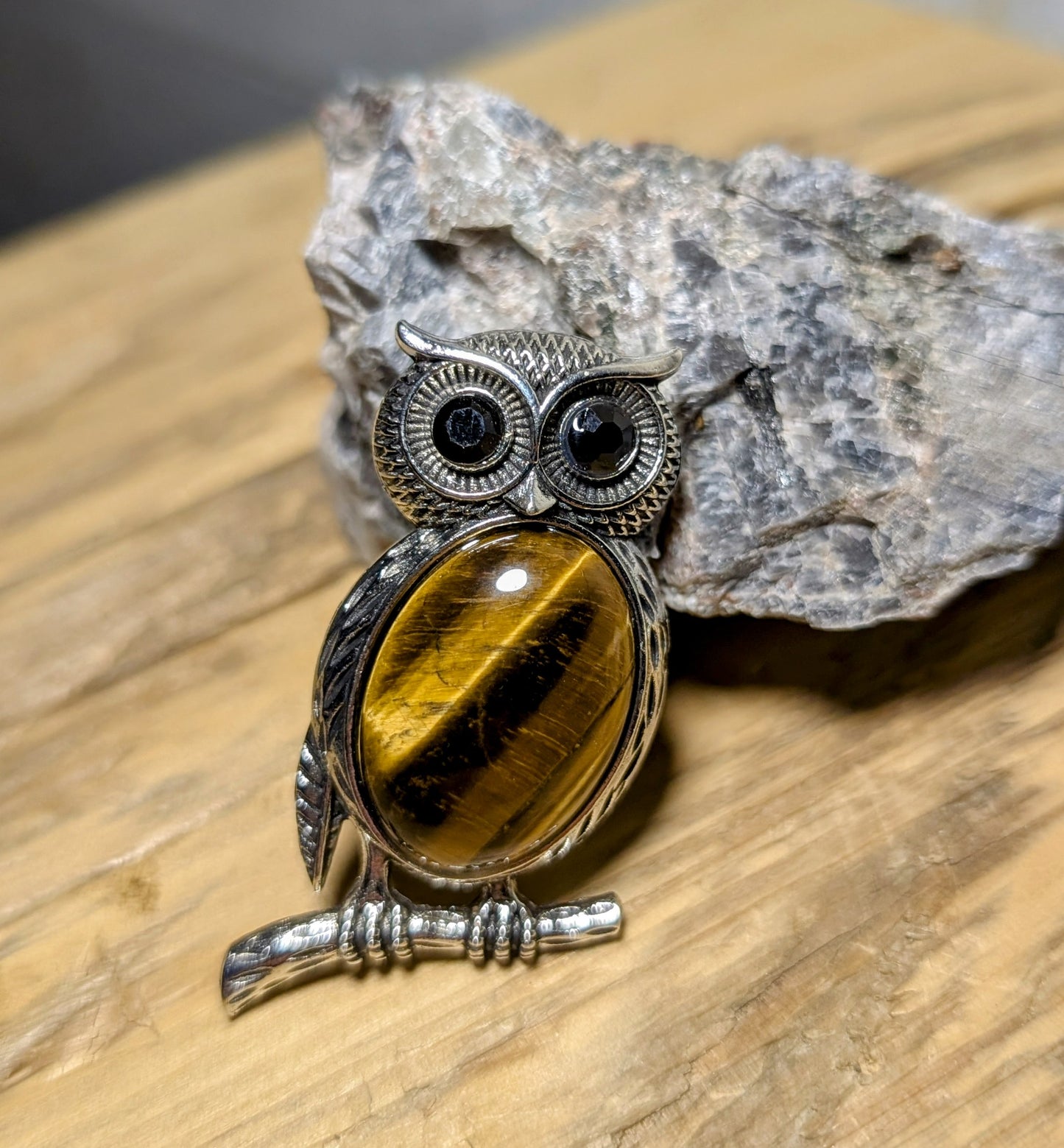 Tigers Eye Owl Pin or Pendant