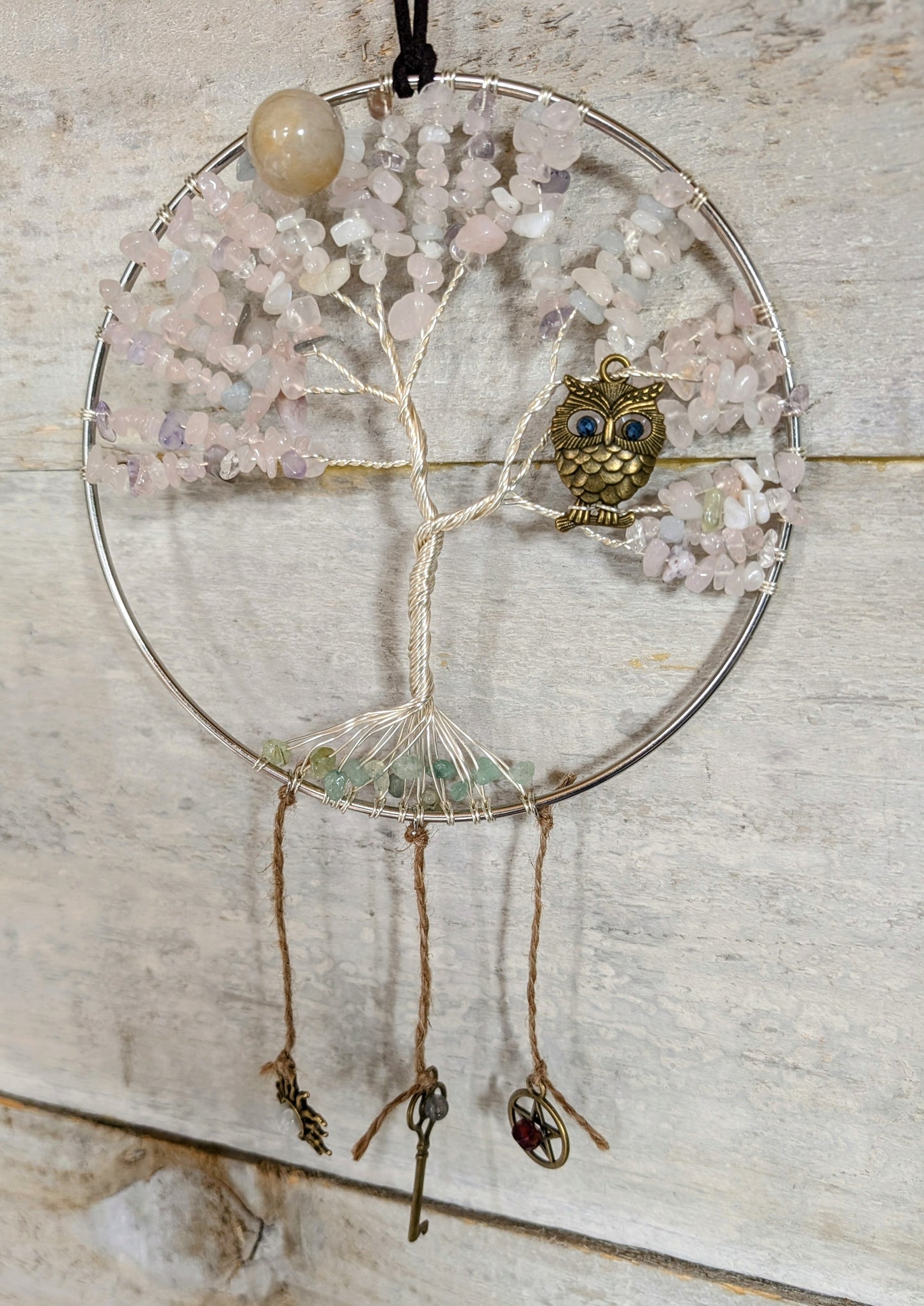 Hand Crafted Crystal Chip Wall Art, Tree of Life