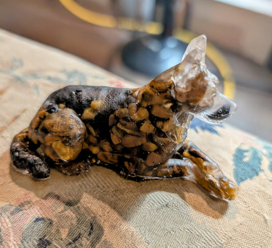 Tigers Eye and Obsidian German Shepherd Hand Crafted