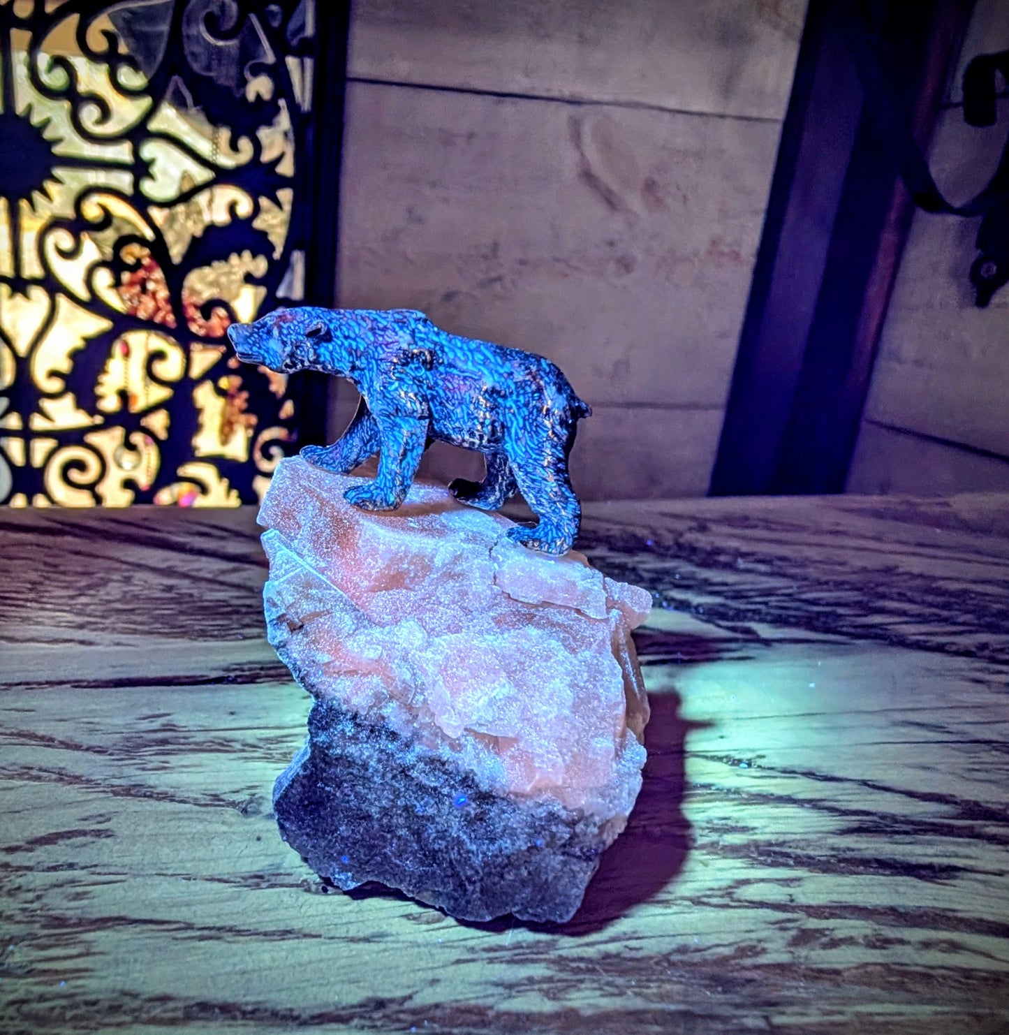 Canadian Calcite with Brass Polar Bear