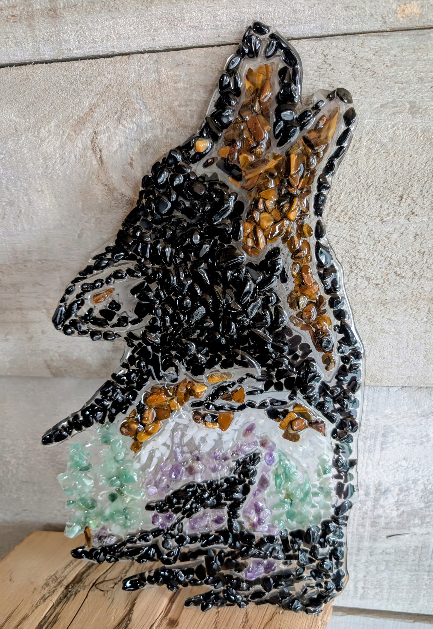 Hand Crafted Crystal Chip Resin Wolf