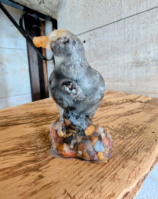 Hand Crafted Crystal Chip Raven, Made with Yooperlite, Canadian Flame Stone Chips