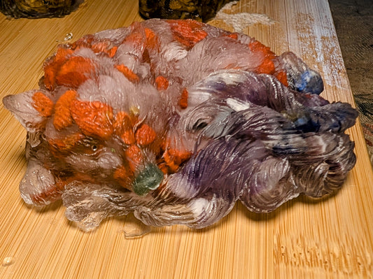 Hand Crafted Crystal Chip and Resin 9 Tail Fox