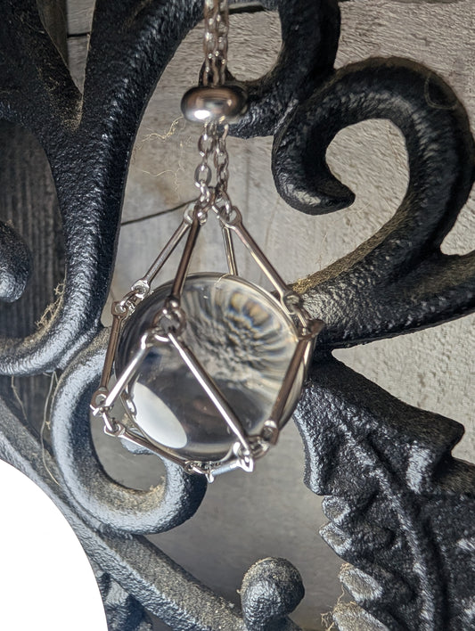 Smoky Clear Quartz Sphere and Chain Necklace