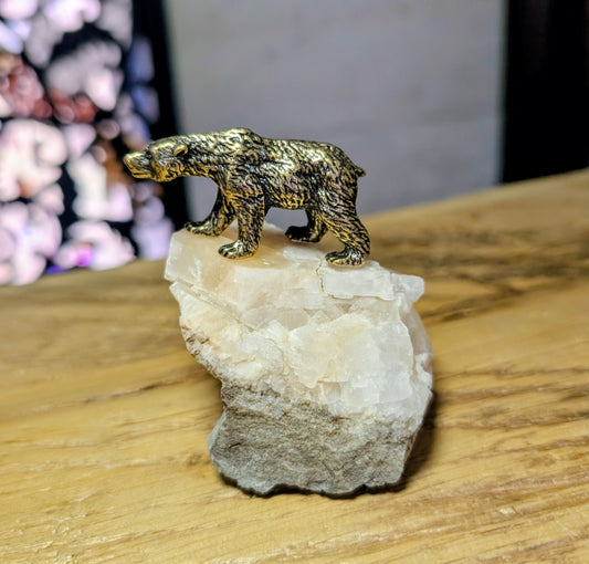 Canadian Calcite with Brass Polar Bear