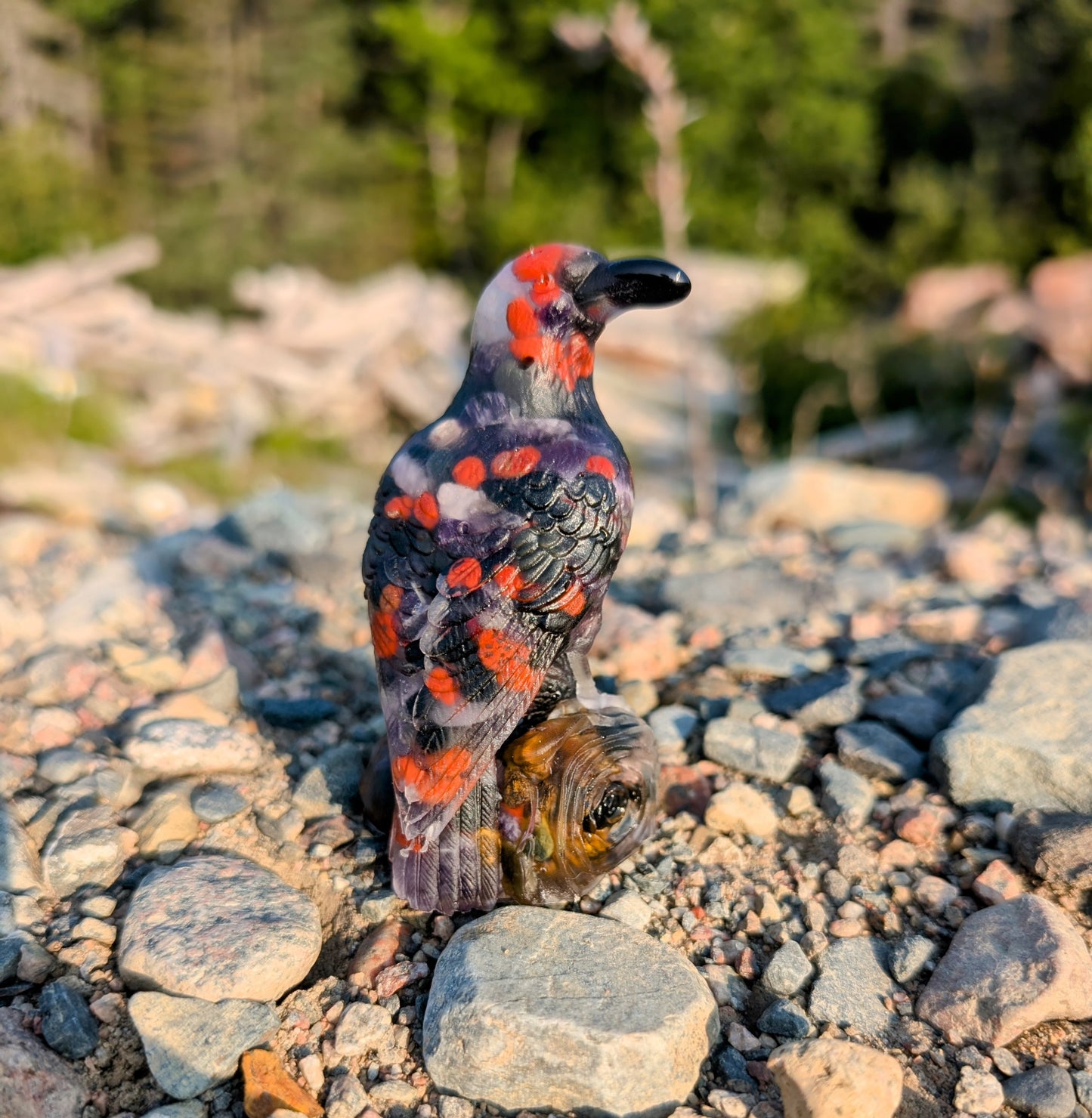 Hand Crafted Crystal Chip Raven, Protection Intention