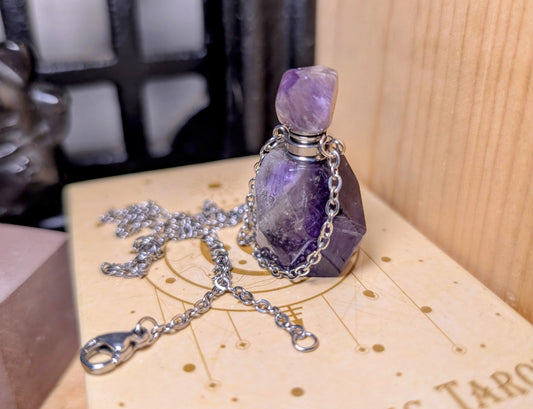Crystal Perfume Necklace Pendant, Amethyst