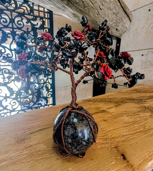 2. Crystal Tree on Canadian Flame Stone, Yooperlite Sphere