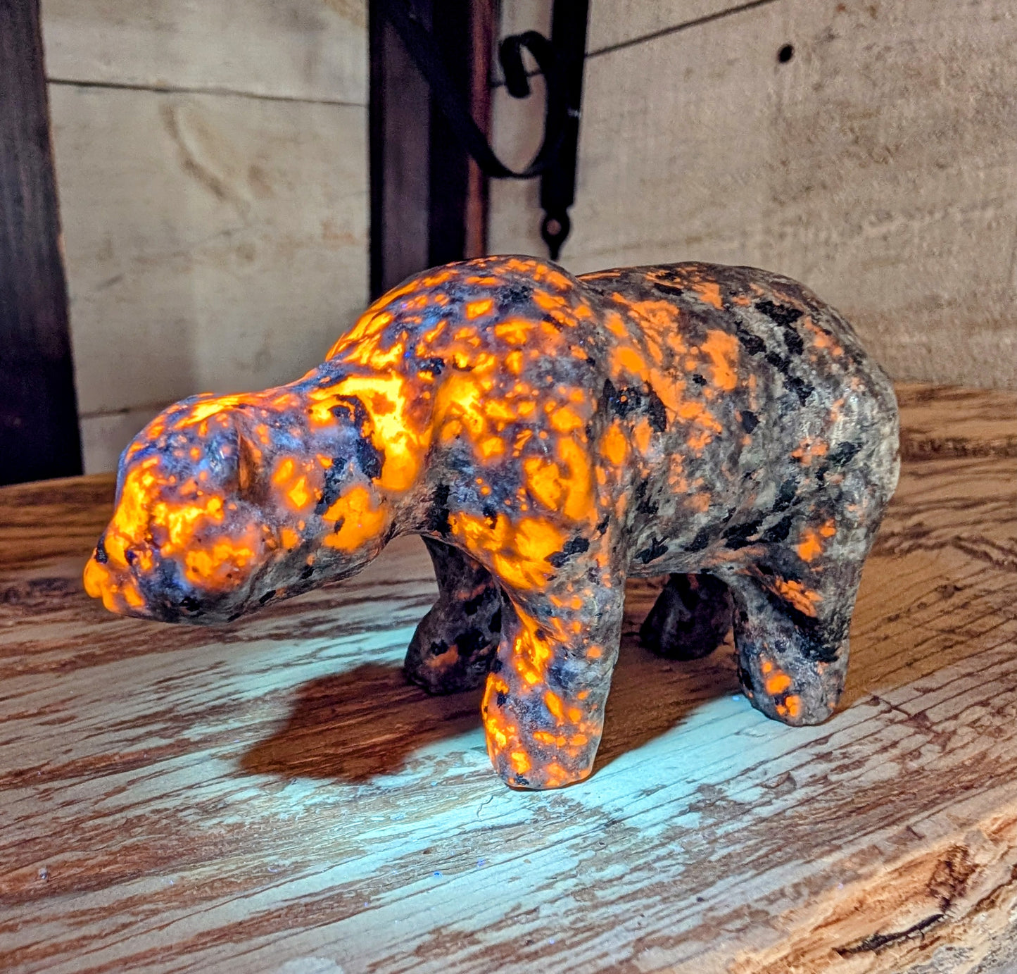 Yooperlite, Canadian Flame Stone Hand Carved Bear