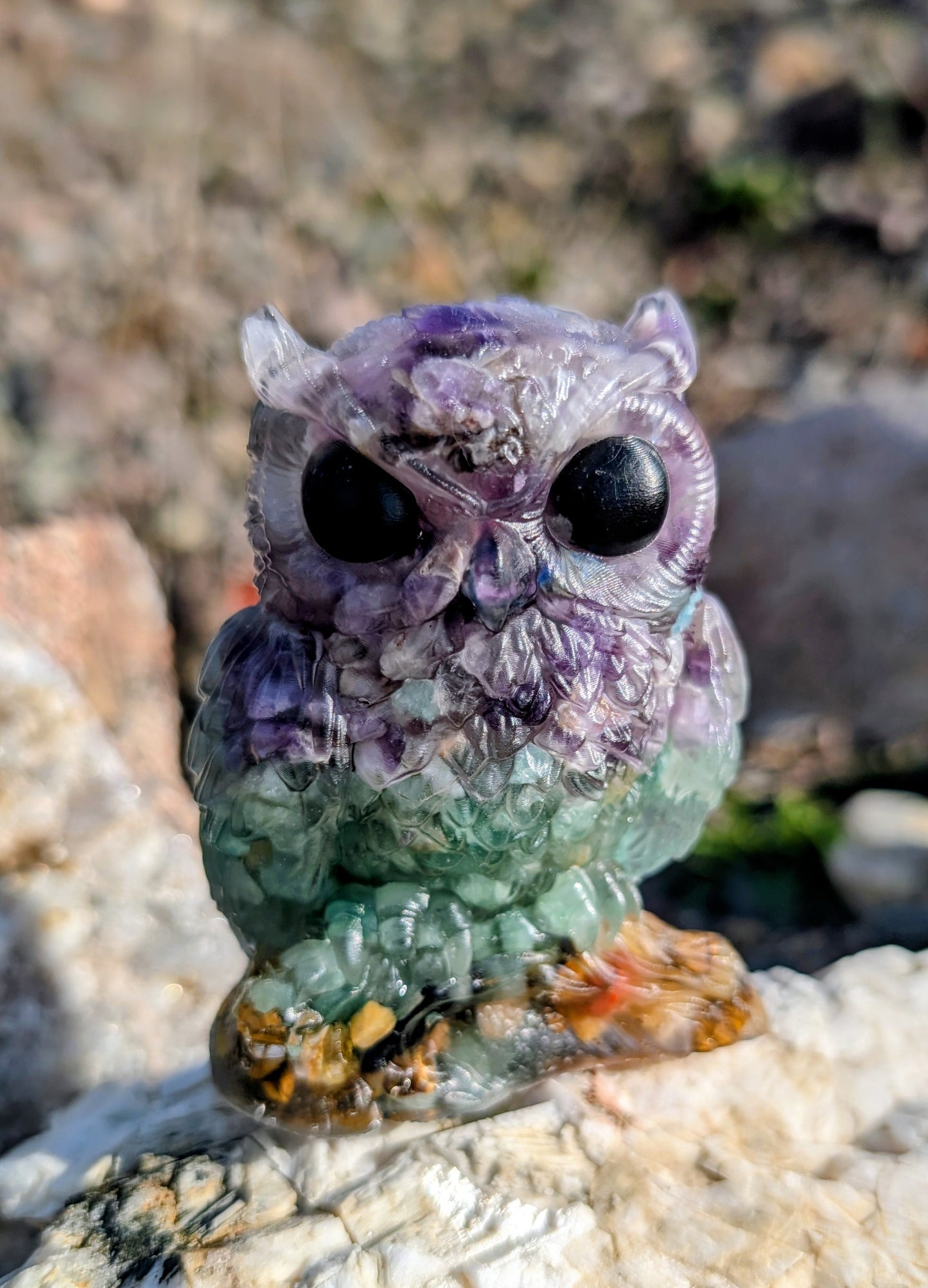 Hand Crafted Crystal Chip Owl